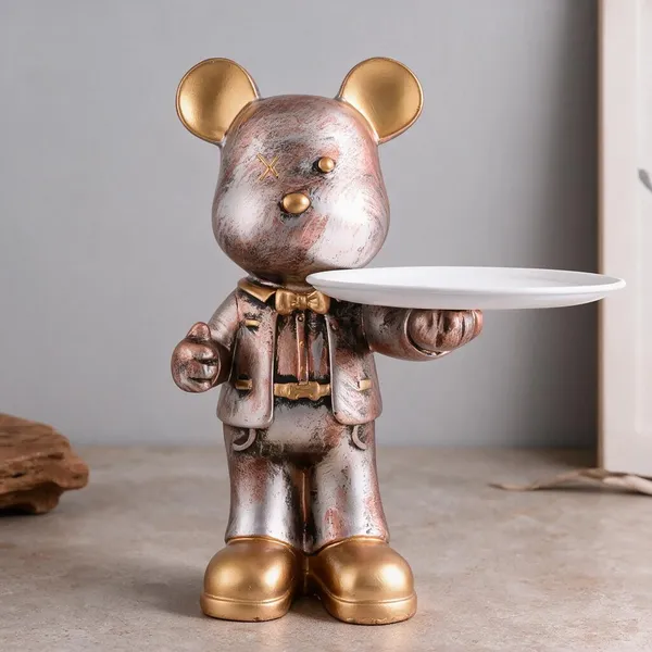 Resin_Decorative_Gold_Silver_Bear_Serving_Tray_Figurine