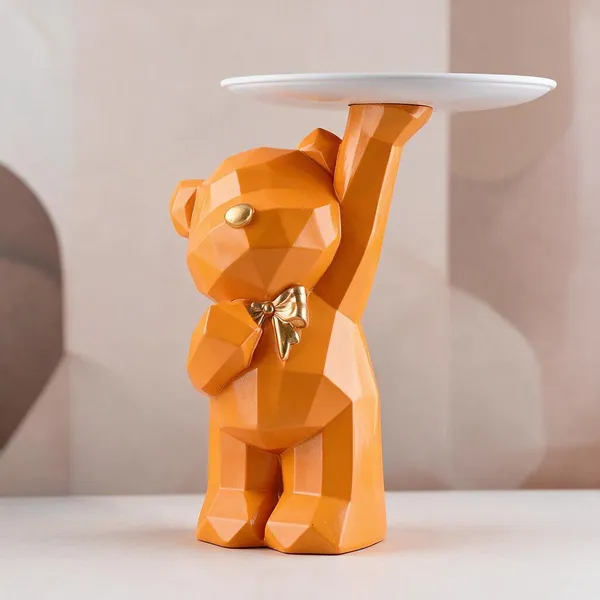 Resin_Decorative_Orange_Low_Poly_Bear_Tray_Figurine