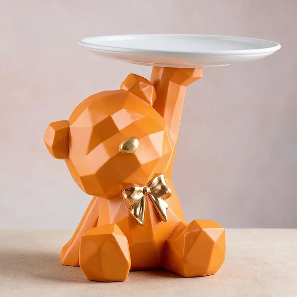 Resin_Decorative_Orange_Low_Poly_Bear_Tray_Figurine