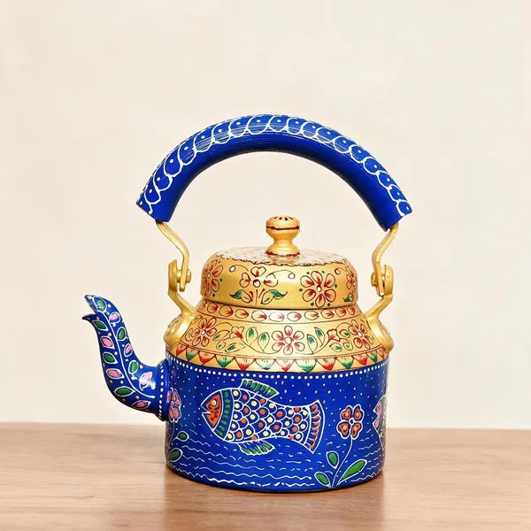 Resin_Blue_Gold_Floral_Fish_Hand_Painted_Kettle