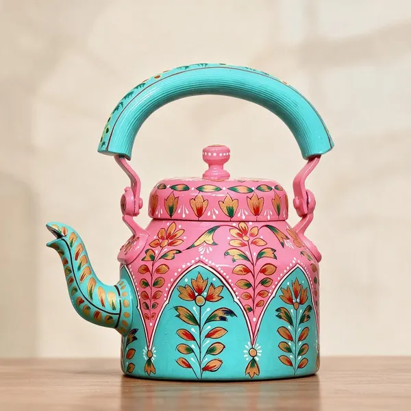 Resin_Pink_Turquoise_Floral_Hand_Painted_Kettle
