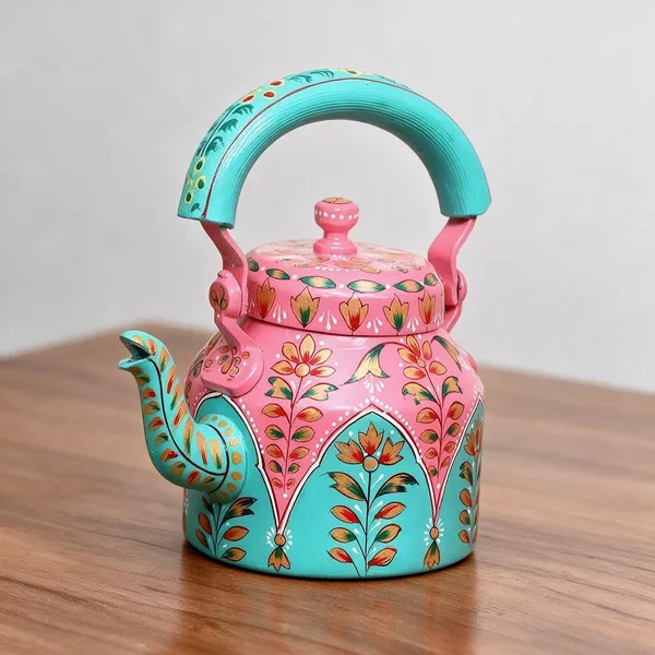 Resin_Pink_Turquoise_Floral_Hand_Painted_Kettle