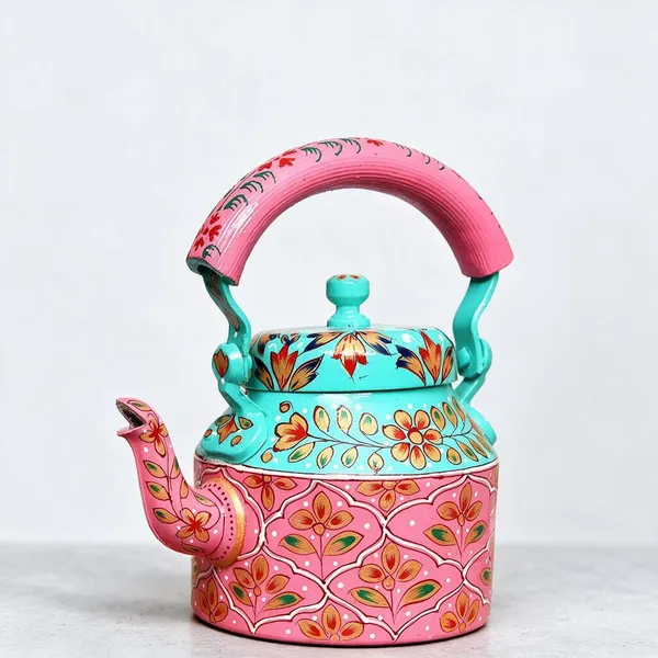 Metal_Traditional_Floral_Pink_Blue_Tea_Kettle_Showpiece