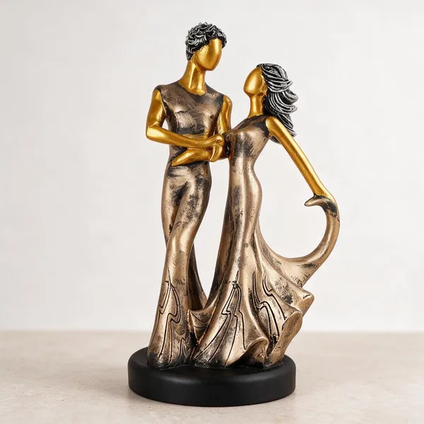 Resin_Antique_Golden_Embracing_Couple_Sculpture