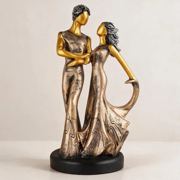Resin_Antique_Golden_Embracing_Couple_Sculpture