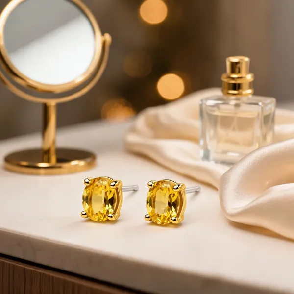 Yellow_Italian_Brass_Stud_Earrings_For_Women