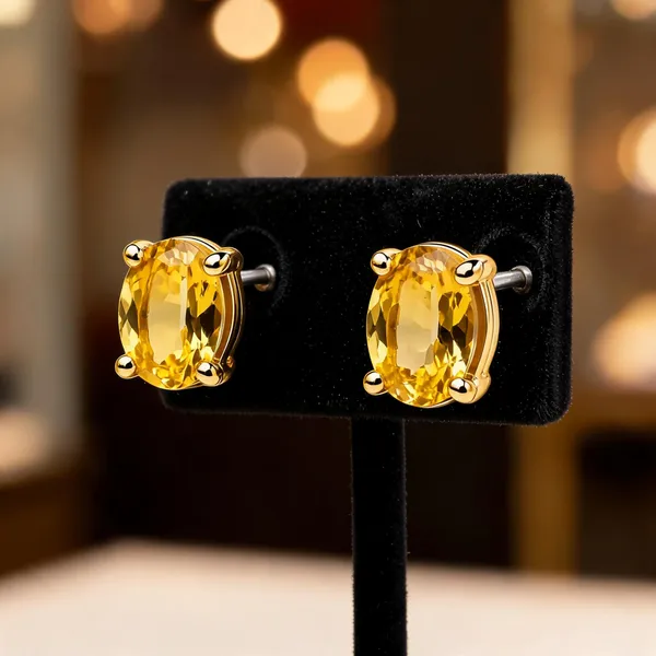 Yellow_Italian_Brass_Stud_Earrings_For_Women