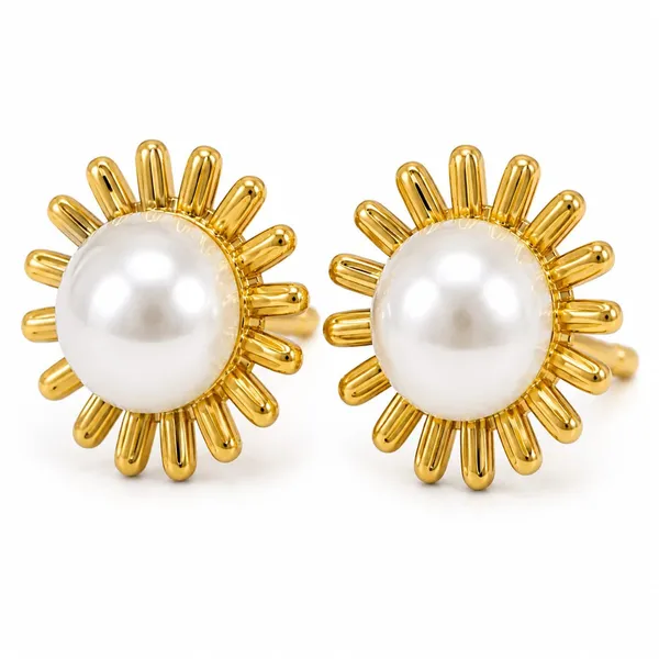 Gold_Tone_Pearl_Sunburst_Stud_Earrings_for_Women