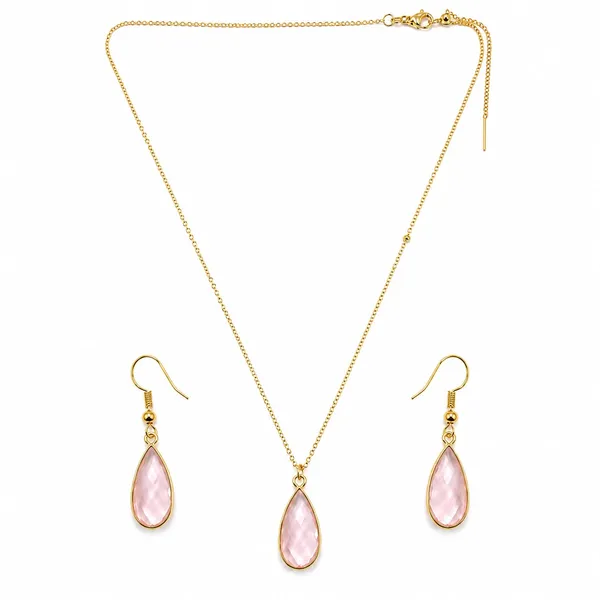 Gold_Tone_Teardrop_Pendant_Necklace_And_Earrings_Set_for_Women