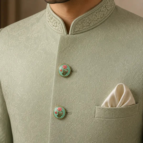 Mint_Green_Floral_Sherwani_Buttons_for_Men