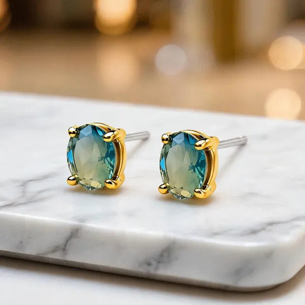 Blue_Italian_Brass_Stud_Earrings_For_Women