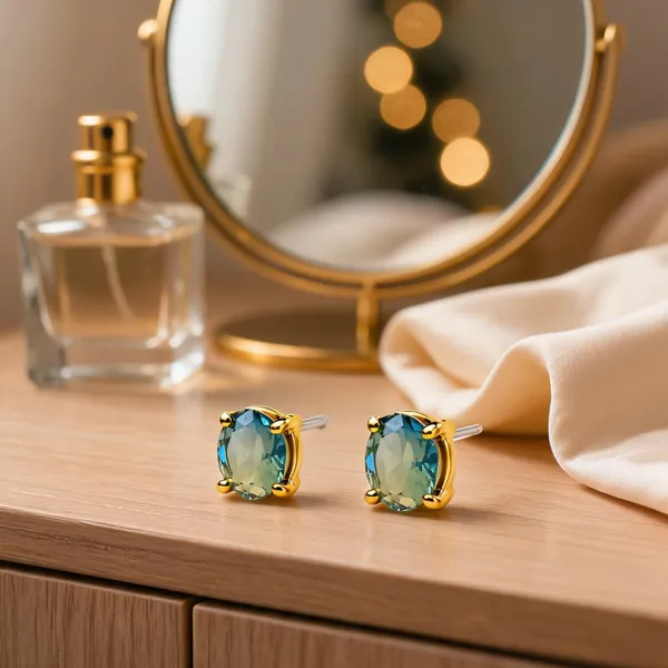 Blue_Italian_Brass_Stud_Earrings_For_Women
