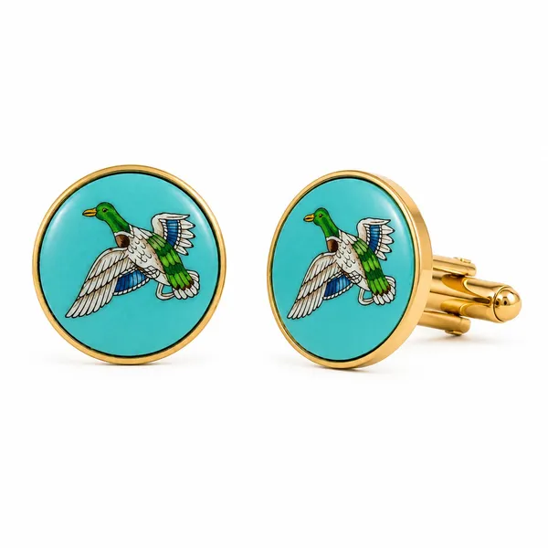Gold_Tone_Turquoise_Duck_Cufflinks