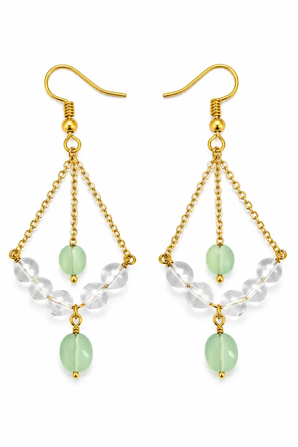 Gold_Tone_Green_Beaded_Dangle_Earrings_for_Women