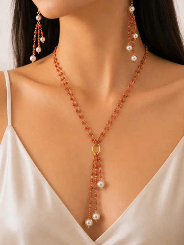 Red_Beaded_Necklace_And_Earrings_Set_for_Women