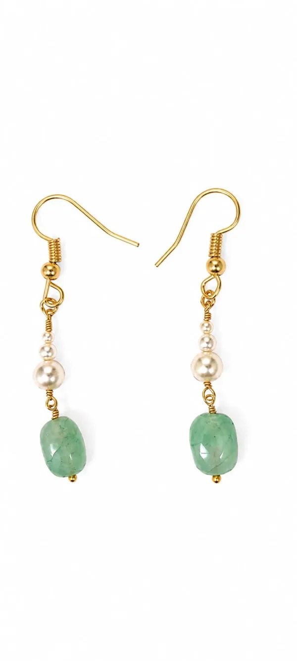 Gold_Tone_Green_Stone_Pearl_Drop_Earrings_for_Women