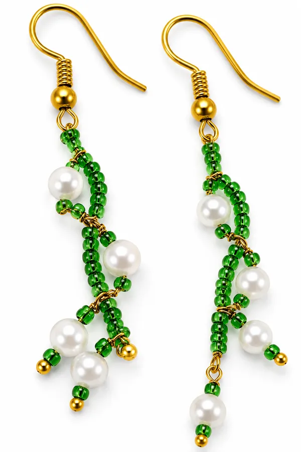 Green_Beaded_Pearl_Drop_Earrings_for_Women