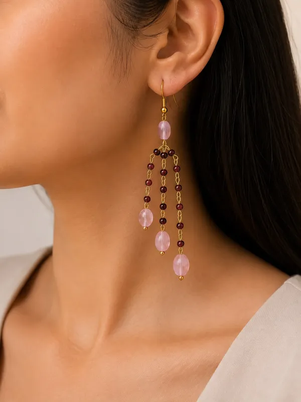 Pink_Beaded_Dangle_Earrings_for_Women