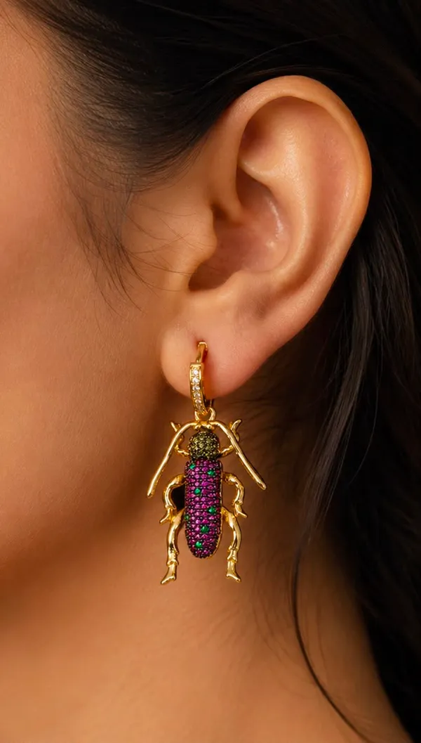 Gold_Tone_Beetle_Drop_Earrings_for_Women
