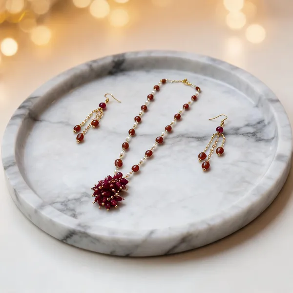 Maroon_Italian_Brass_Necklace_And_Earrings_Set_For_Women