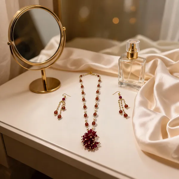 Maroon_Italian_Brass_Necklace_And_Earrings_Set_For_Women
