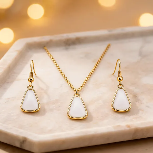 Gold-Tone_And_White_Italian_Brass_Necklace_And_Earrings_Set_For_Women