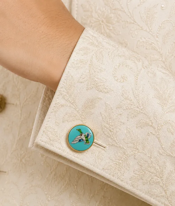 Gold_Tone_Turquoise_Duck_Cufflinks