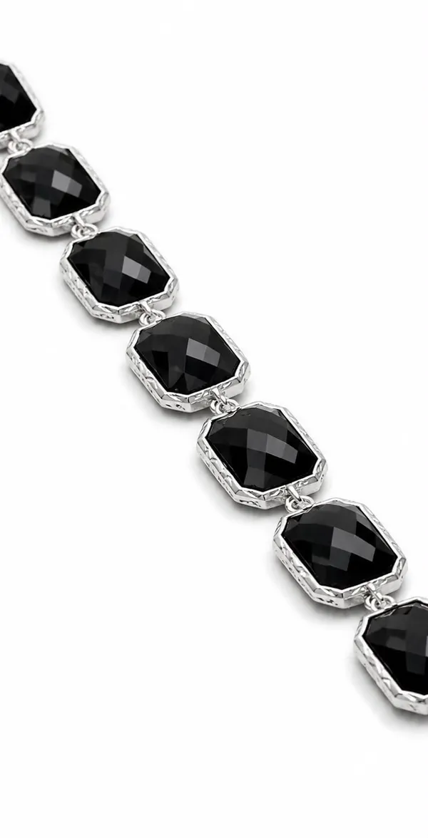 Silver_Tone_Black_Stone_Link_Bracelet_for_Women