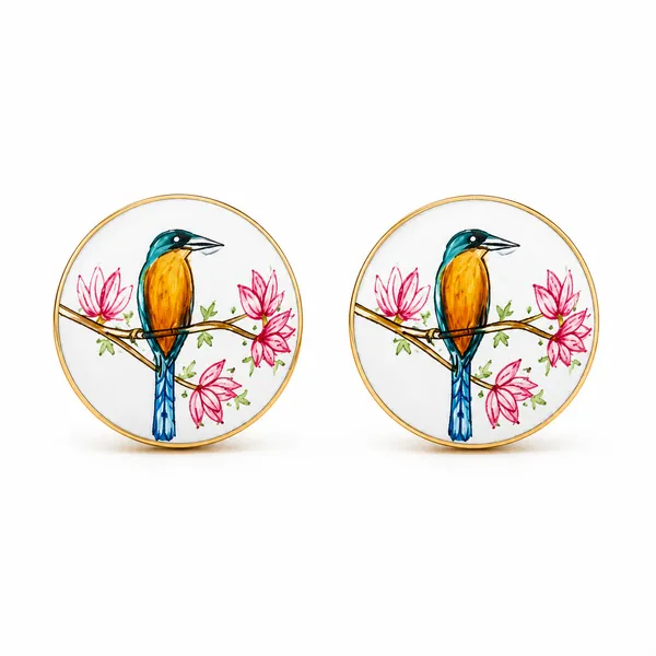 White_Floral_Bird_Cufflinks_for_Men