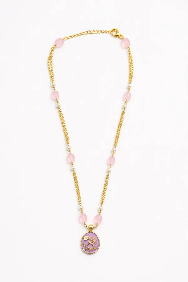 Gold_Tone_Beaded_Floral_Pendant_Necklace_for_Women