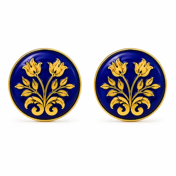 Blue_Gold-Tone_Floral_Cufflinks_for_Men