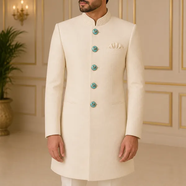 Cream_Textured_Bandhgala_Sherwani_for_Men