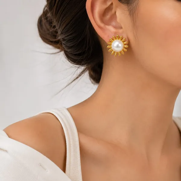 Gold_Tone_Pearl_Sunburst_Stud_Earrings_for_Women