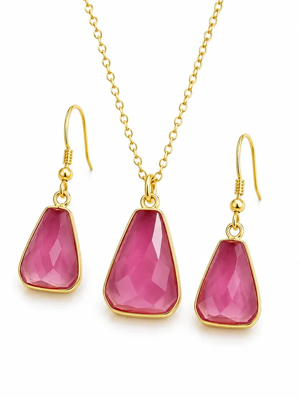 Pink_Gold-Tone_Stone_Necklace_And_Earrings_Set_for_Women