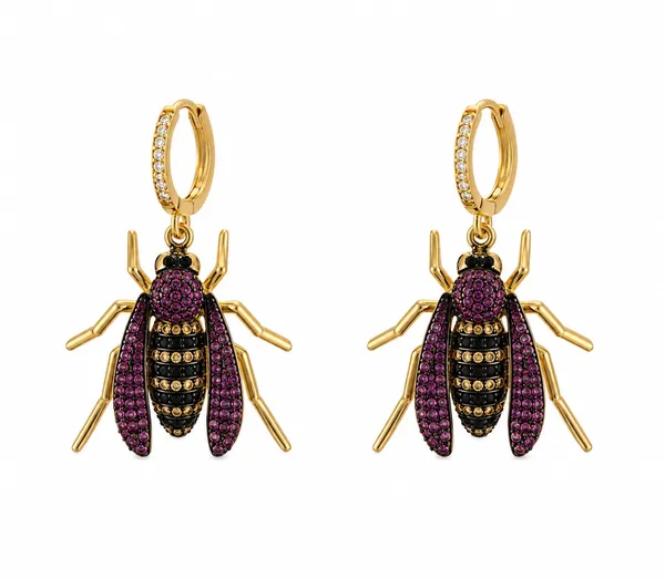 Purple_Gold_Tone_Crystal_Bee_Drop_Earrings_for_Women