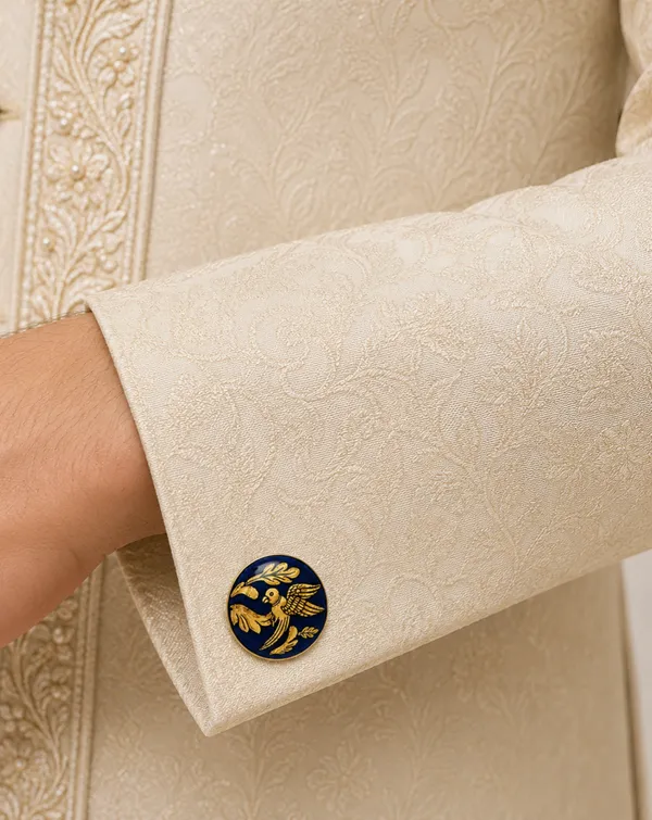 Navy_Gold_Bird_Motif_Cufflinks_for_Men