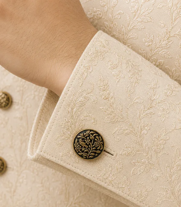 Black_Gold_Round_Floral_Cufflinks_for_Men