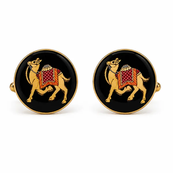 Gold_Tone_Enamel_Camel_Cufflinks_for_Men