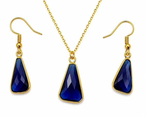 Gold_Tone_Blue_Teardrop_Necklace_And_Earrings_Set