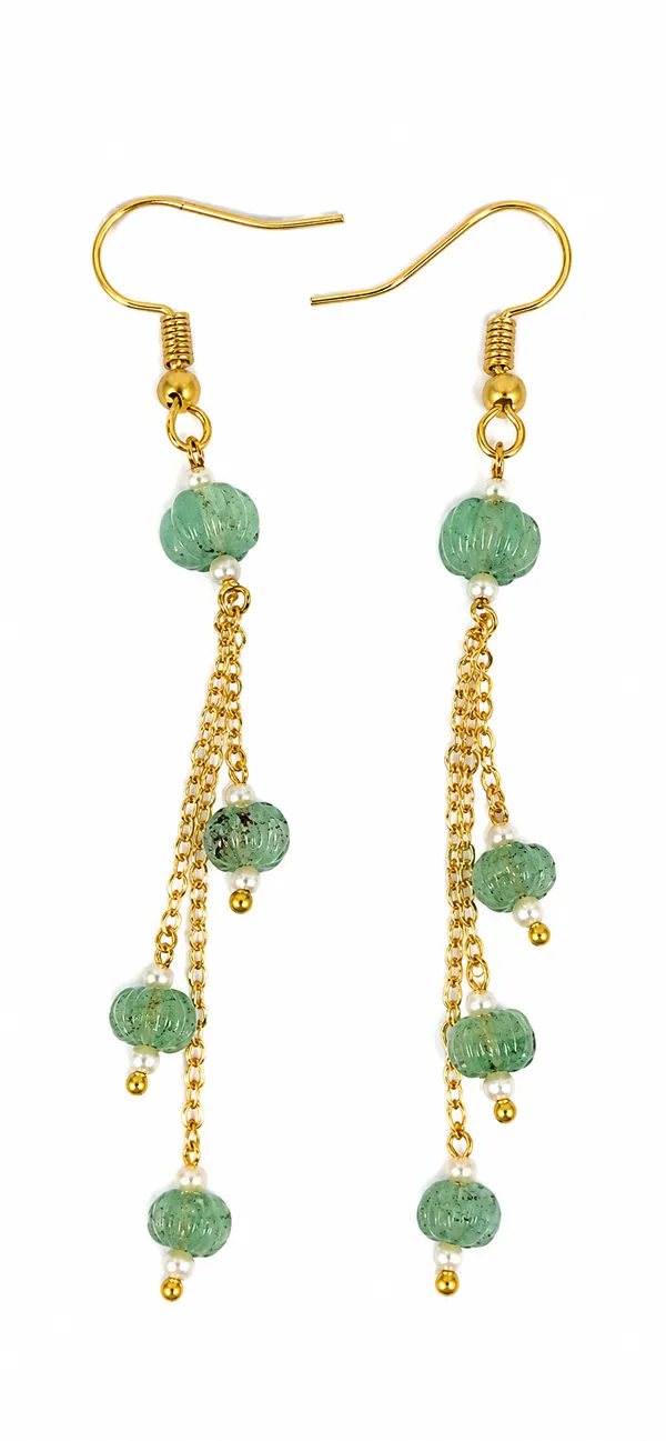 Green_Beaded_Chain_Drop_Earrings_for_Women