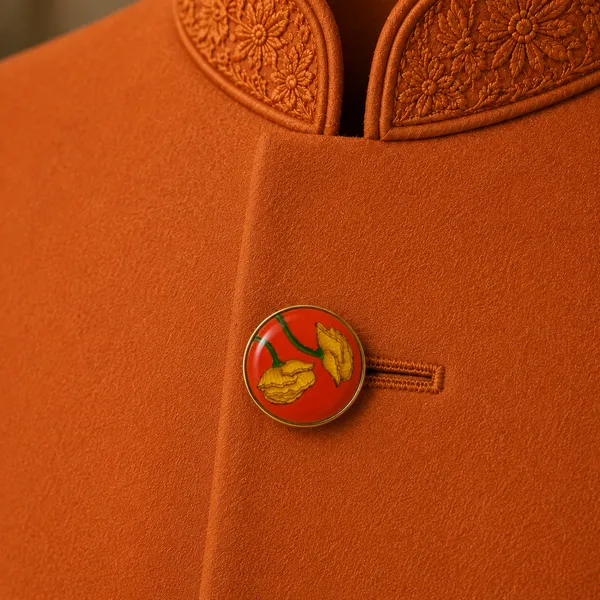 Orange_Embroidered_Mandarin_Collar_Sherwani_For_Men