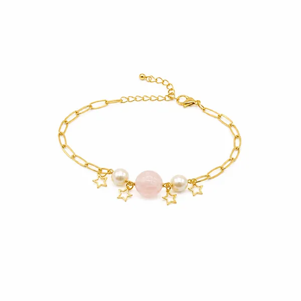 Gold_Tone_Pearl_And_Star_Charm_Bracelet_For_Women