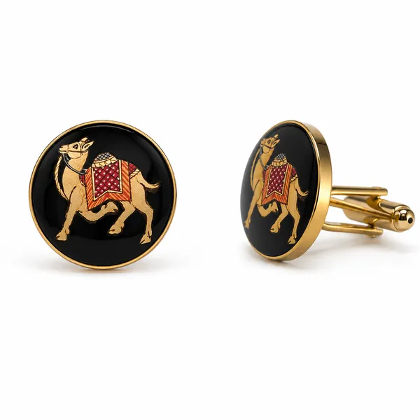 Gold_Tone_Enamel_Camel_Cufflinks_for_Men
