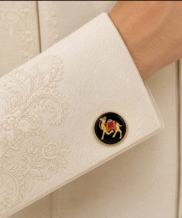 Gold_Tone_Enamel_Camel_Cufflinks_for_Men