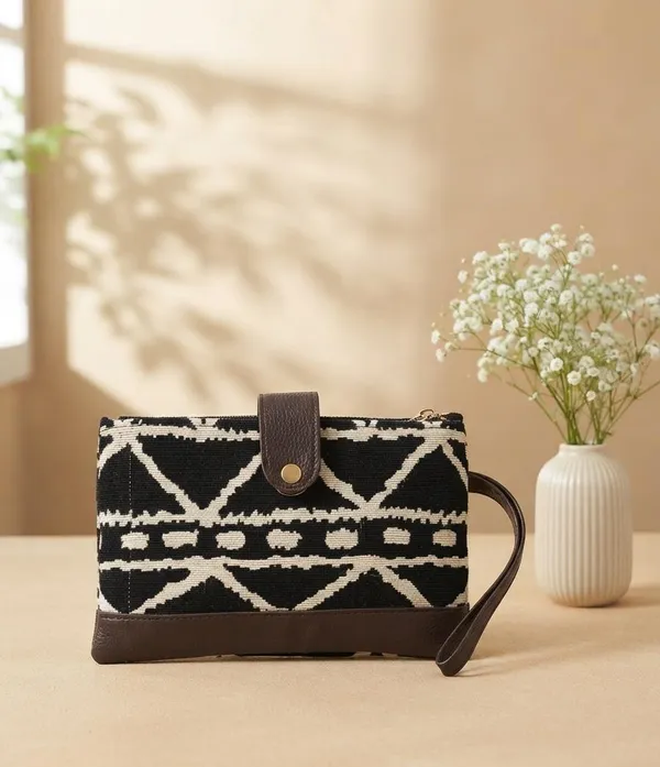 Black_Woven_Patterned_Handbag_With_Wrist_Strap_for_Women