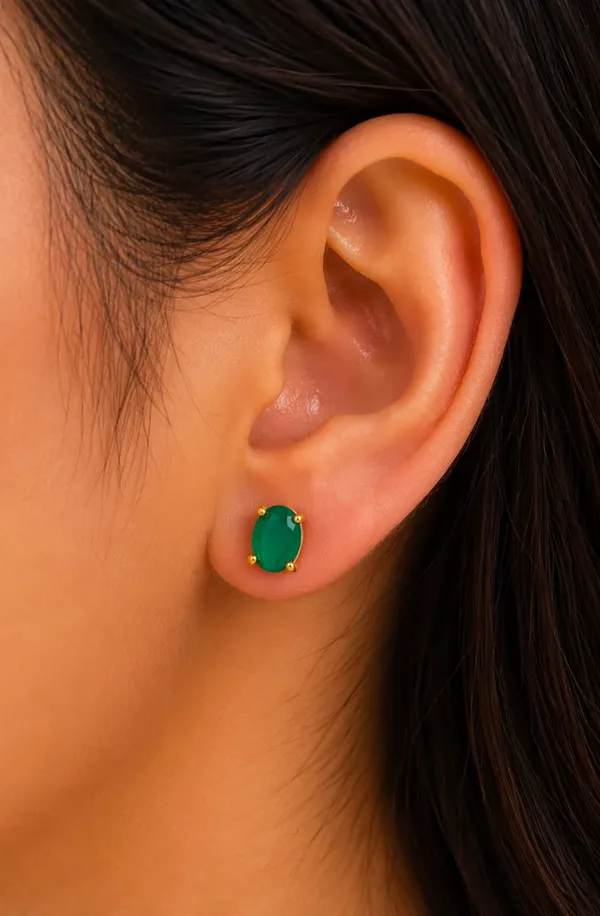 Green_Oval_Stud_Earrings_for_Women