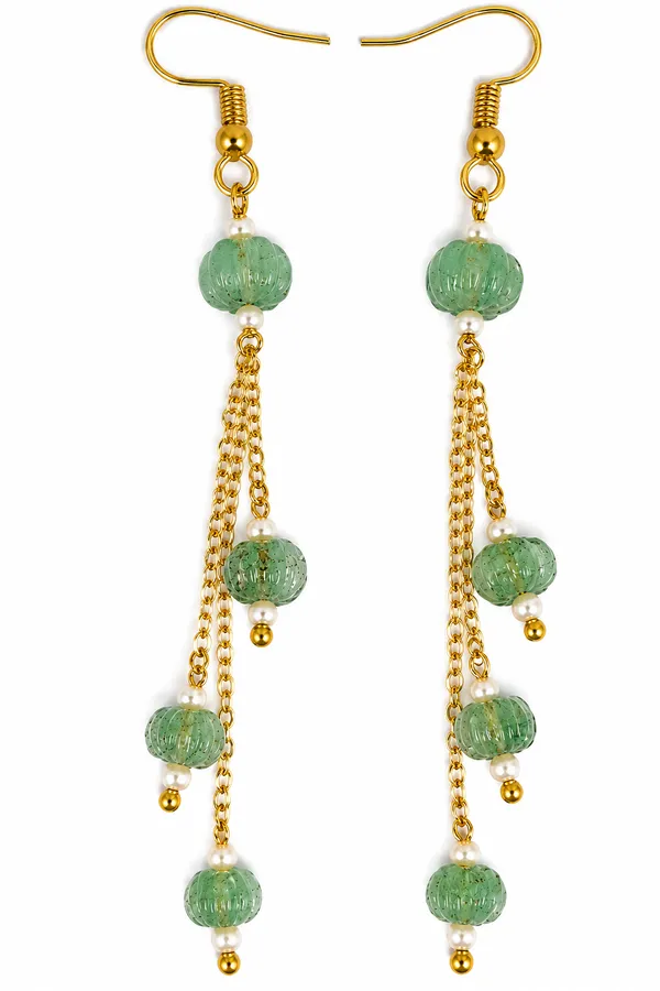 Green_Beaded_Chain_Drop_Earrings_for_Women