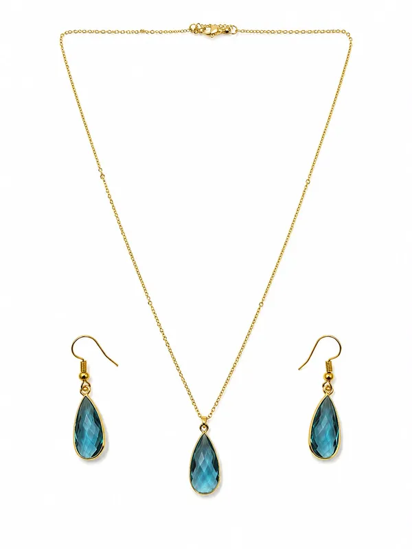 Gold_Tone_Blue_Teardrop_Necklace_Set_for_Women