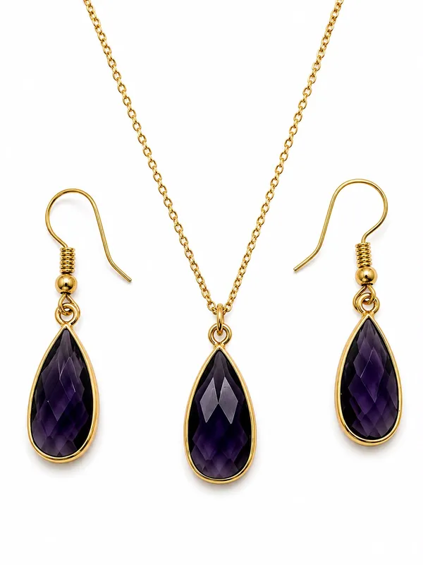 Purple_Gold-Tone_Teardrop_Necklace_Set_for_Women