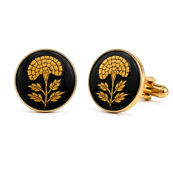 Gold_Tone_Floral_Cufflinks_for_Men